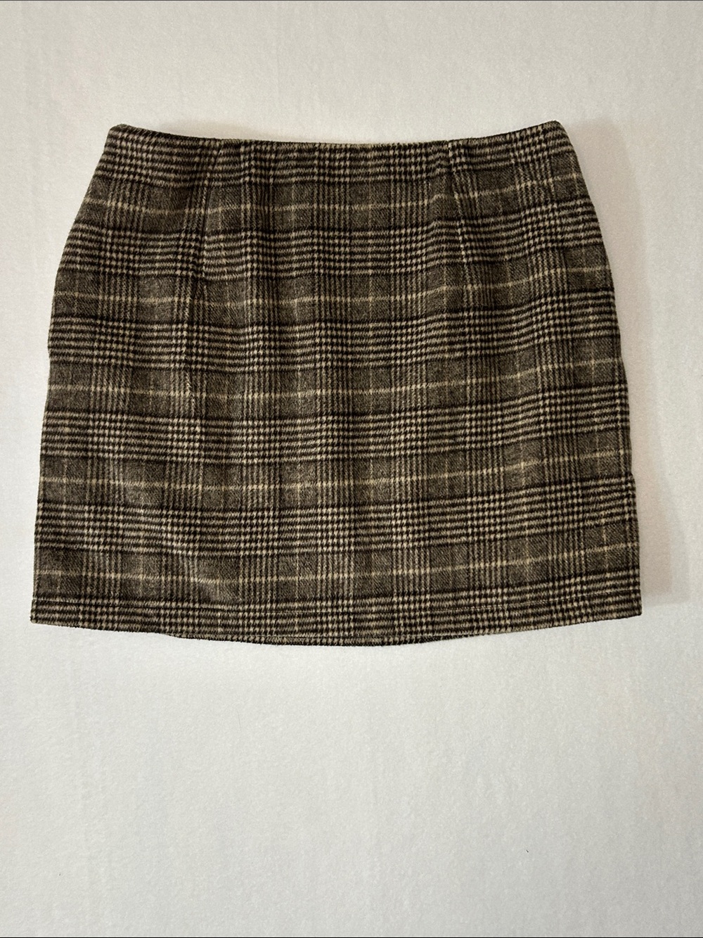 Preppy Plaid Mini Skirt in Brown Wool Blend